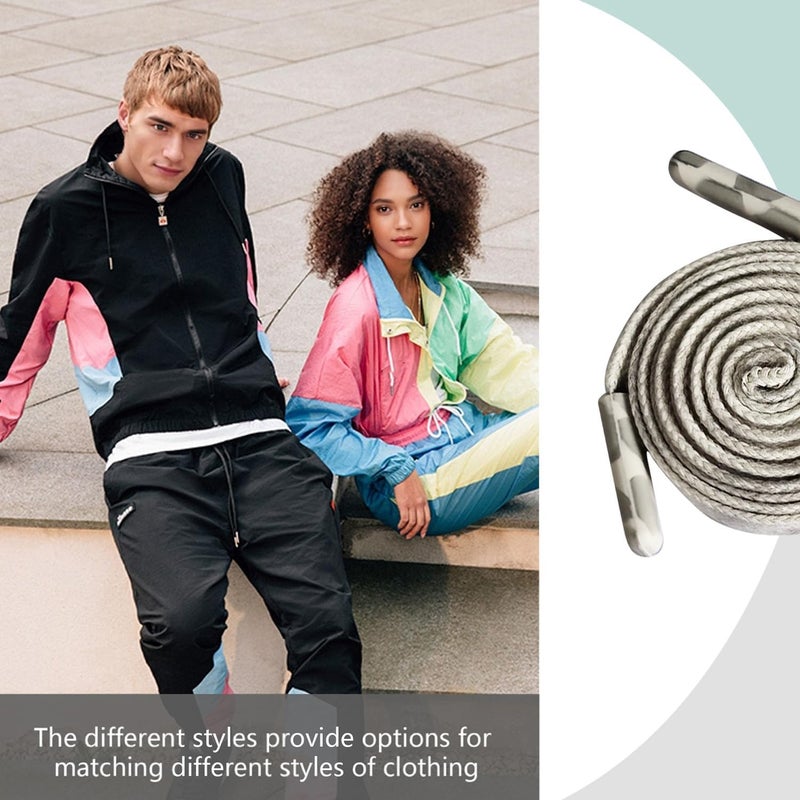 BOROLA 1Pcs 51 Inch Fashionable Durable Cotton Drawstring, Premium Hoodie, Sports Pants, Shorts Universal Drawstring Replacement (Black-White Gradient Cord, Plastic End Cap) - Image 4